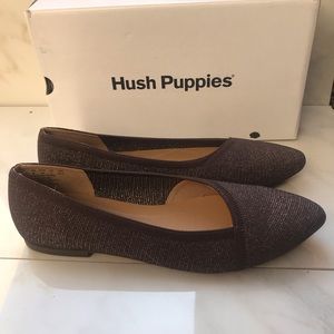 $75 Hush Puppies Women's Sadie Ballet Loafer Flat, Dark Brown Knit, 09.0 M